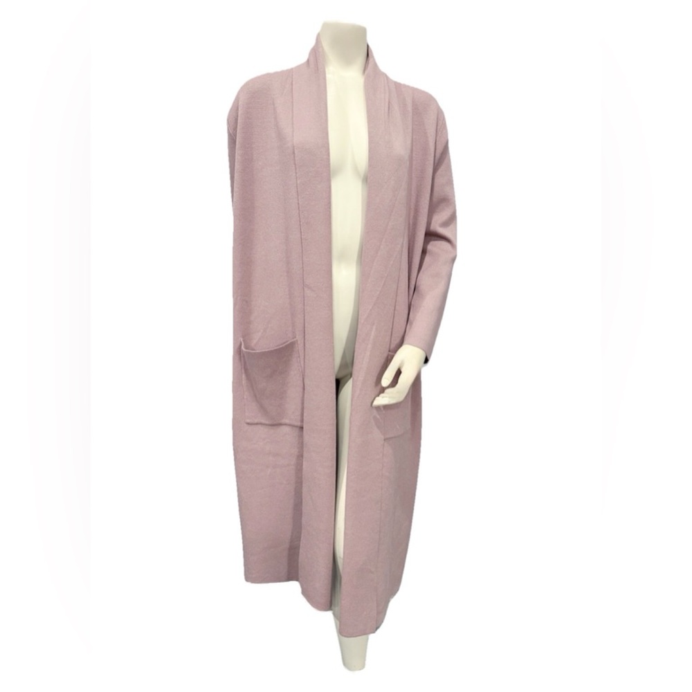 MaxSport Mauve Long Open-Front Cardigan Duster Sweater Size L NWT